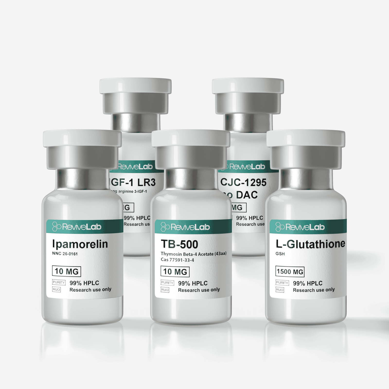 IGF-1 LR3 CJC-1295 DAC Ipamorelin TB-500 Glutathione stack Growth hormone axis peptide stack IGF-1 LR3 CJC-1295 DAC TB-500 Tissue repair and regenerative peptide combo IGF-1 LR3 TB-500 Glutathione Cellular energy & antioxidant peptide stack Glutathione IGF-1 LR3 CJC-1295 Advanced longevity & muscle regeneration peptide stack Canada